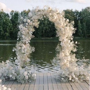 Grande sfondo di matrimonio Lush Babys Breath matrimonio Arco di fiori per decorazioni per eventi di feste Puntelli Arco di Gypsophila Floreale personalizzato