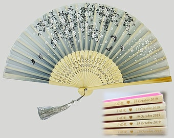 white silk fan wedding favors