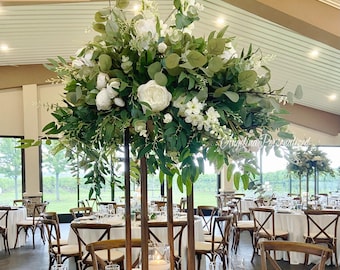 Eucalyptus Large wedding flower centerpiece white rose Arrangement table tall centerpiece cocktail party kiss ball