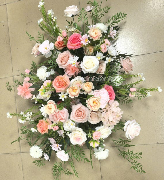 Blush Wedding Arch Flowers: Sweet Pink Pastel Wildflower Arrangement