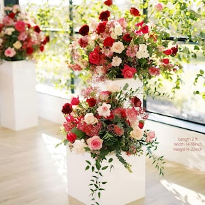 Classical elegance Wedding Alter flowers ground arch Sweet bride background arrangement Burgundy Rose Eucalyptus Florals Aisle Flower
