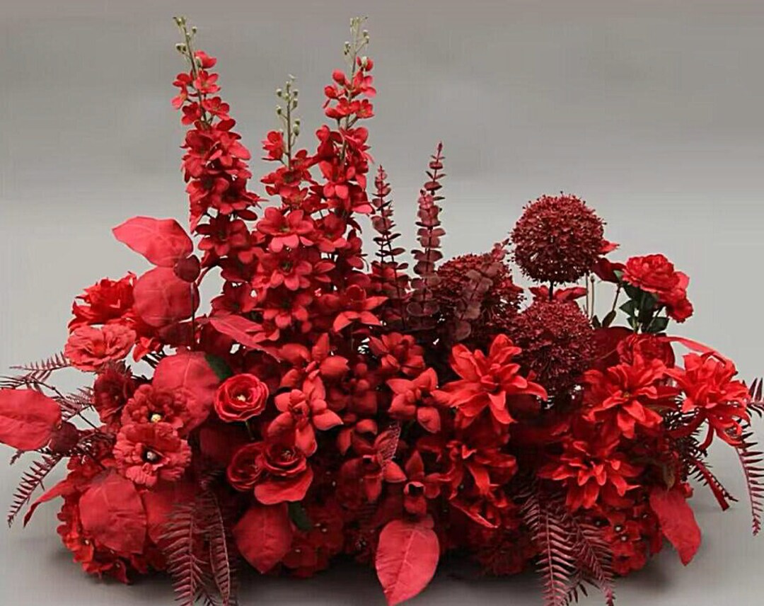 Artificial Flower Row,luxury Red Flower Centerpiece, Wedding Aisle