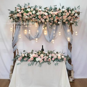 Wedding Aisle Flowers Champagne & Pale Pink Beige Terracotta Corner Swag, Fall Flowers Arch, Fall Flowers Garland, Real touch Faux Flowers Flower style 5