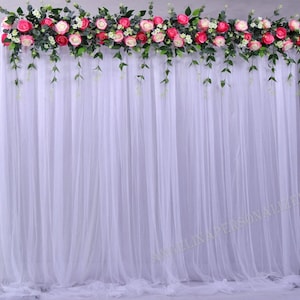 Chiffon Tulle Backdrops for Bridal Shower Photography Wedding Backdrop White Curtains, Newborn Baby Shower Party Background Wedding Decor