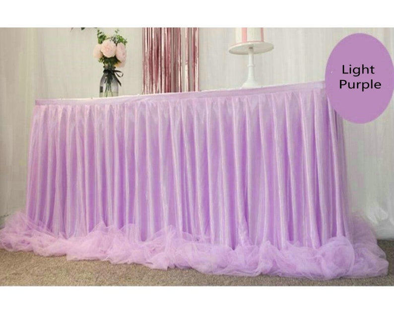 Mauve Tulle Tutu Table Skirt Extra Long Sheer Purple Table Etsy