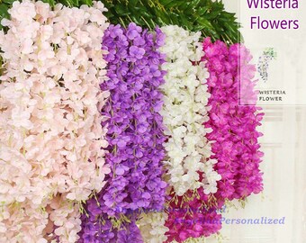 Artificial Wisteria Flower Garland, Mixed Colors, Wedding Arch Decor (12pcs)