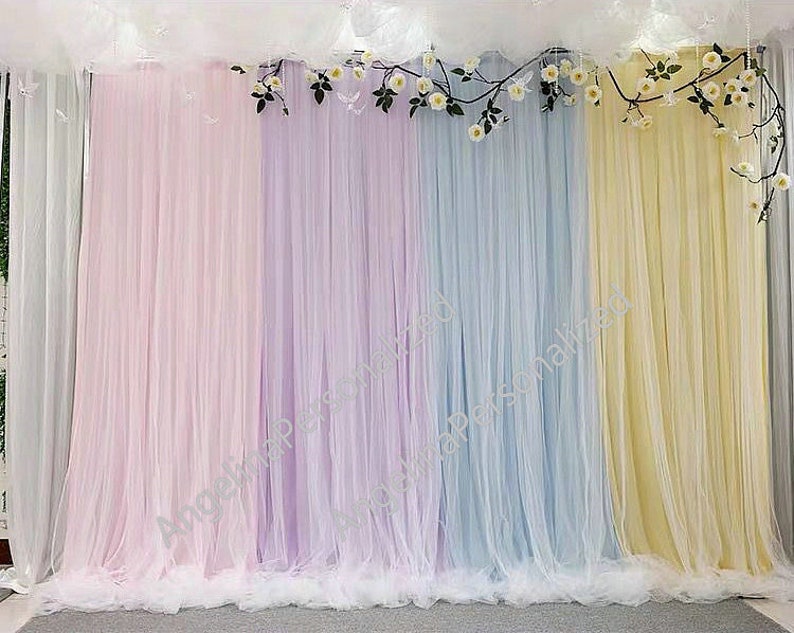 Elegant Pastel Mixed Colors Backdrop Curtains Tulle Backdrop Etsy