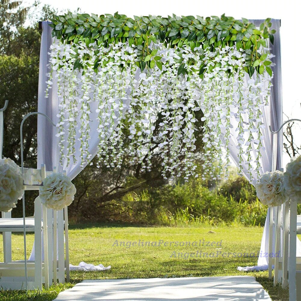 White Artificial Wisteria Flower Garland 12pcs Fake Wisteria Etsy