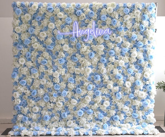 Pale Blue Flower Wall Panel: 3D Floral Photo Backdrop (40x60cm