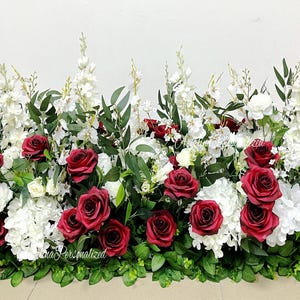 Burgundy Rose & Hyacinth Wedding Aisle Flower: Archway Corner Swag