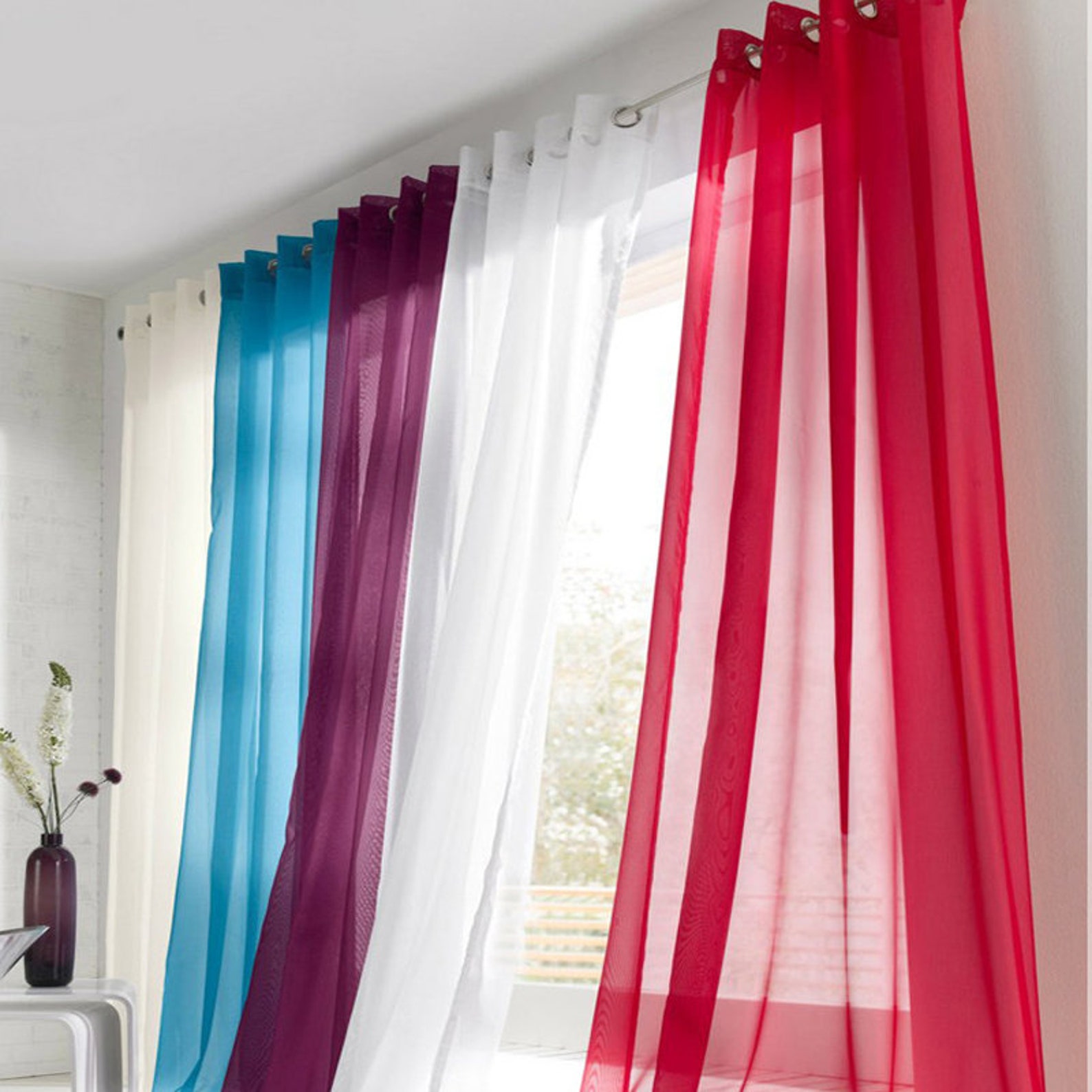 Orange Sheer Window Curtains Elegant Long Rod Pocket Sheer - Etsy