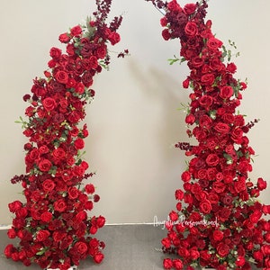 Red Rose Artificial Flower Row: Wedding Arch Table Garland