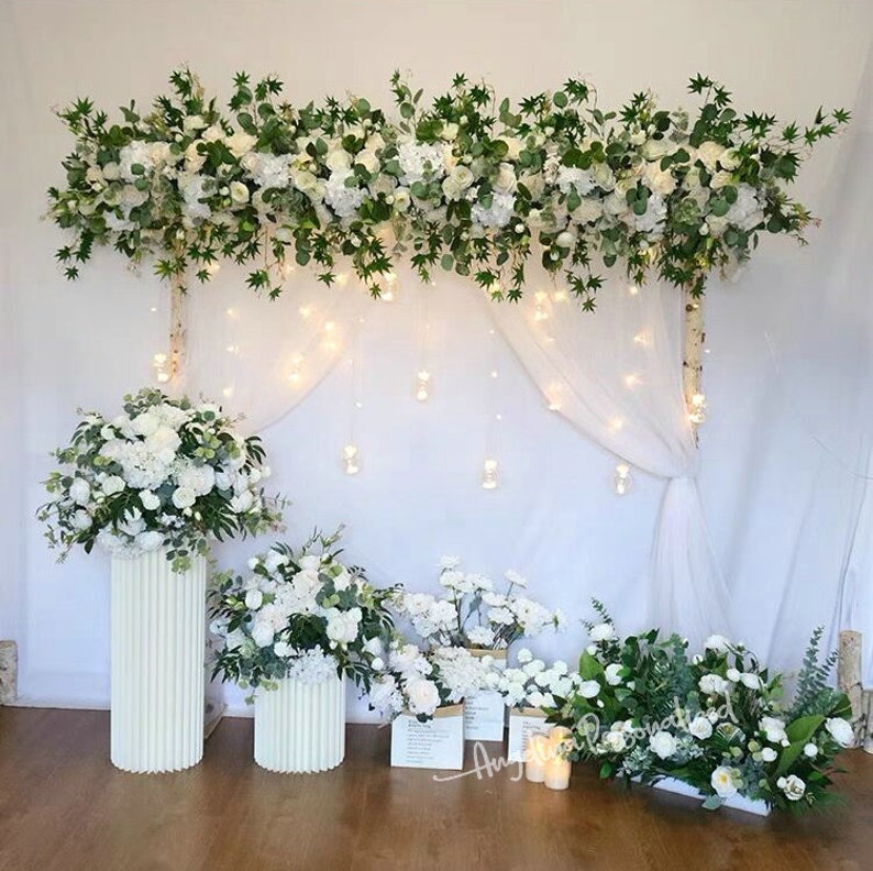 Wedding Aisle Flowers Champagne & Pale Pink Beige Terracotta Corner Swag, Fall Flowers Arch, Fall Flowers Garland, Real touch Faux Flowers Flower style 8