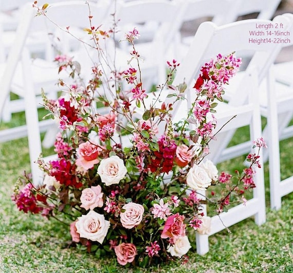 Red Burgundy Rose Peony Wedding Arch Flowers: Sweet Bride Ceremony Arrangement