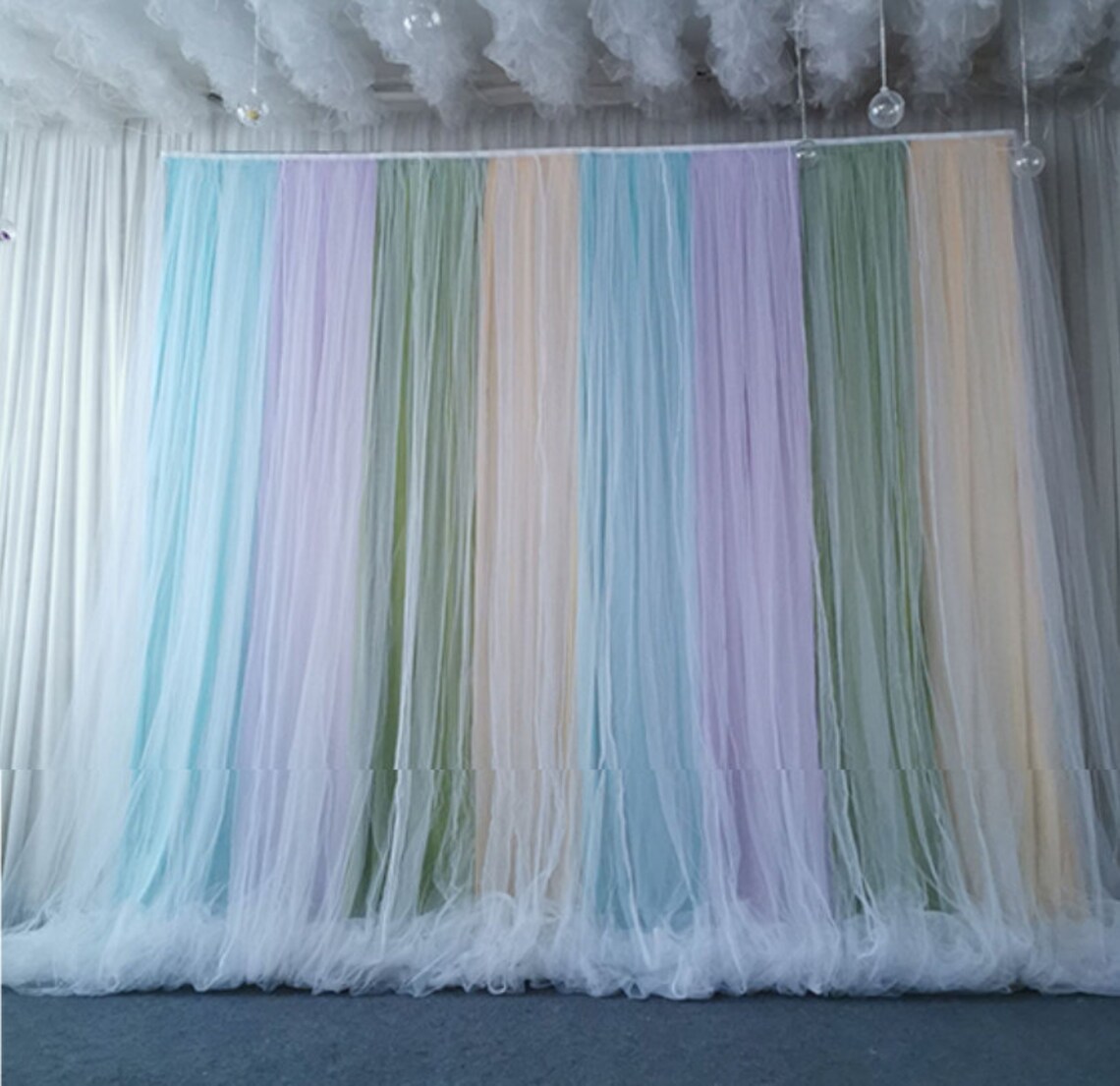 Elegant Pastel Mixed Colors Backdrop Curtains Tulle Backdrop Etsy