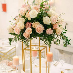 Hint of pink rose Arrangement Wedding Large flower centerpiece table tall centerpiece cocktail party kiss ball