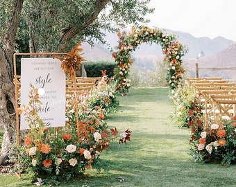 Spring Wedding Flowers with Artificial wild flower Arch Custard Bright Flowers U shape arch wedding Aisle Spring Flowers