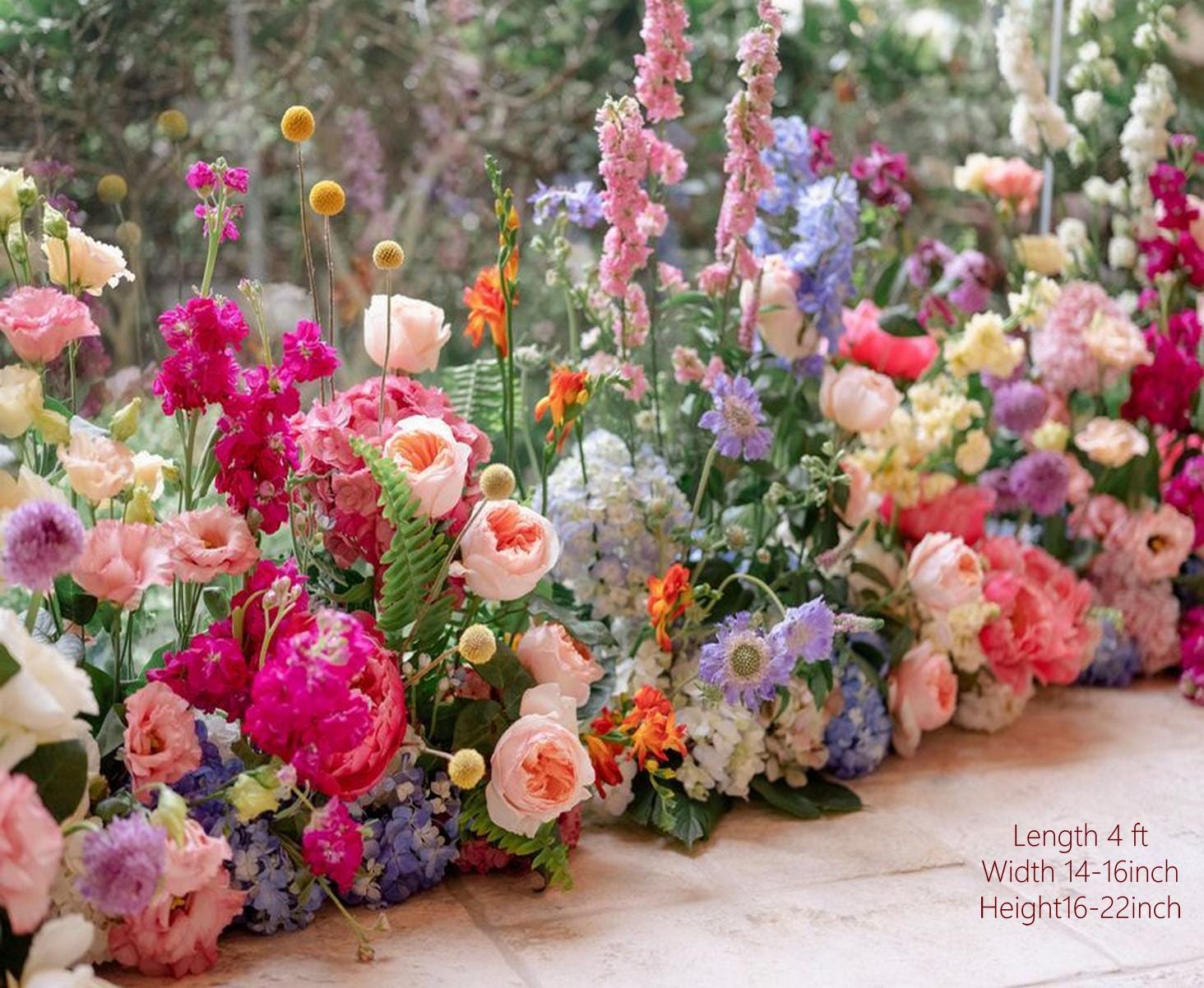 Wedding Flower Arrangement, Bright Wildflowers Arch, Aisle Decor