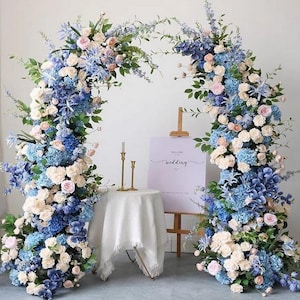 Royal Blue & Ivory Rose Flower Swag: Wedding Archway Decor