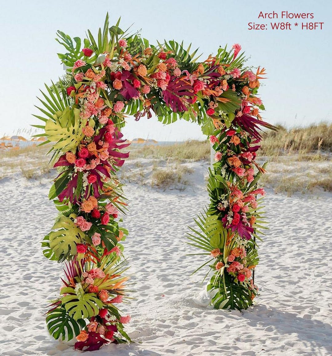 Tropical Wedding Arch: Elegant Floral Entrance With Palm Leaves