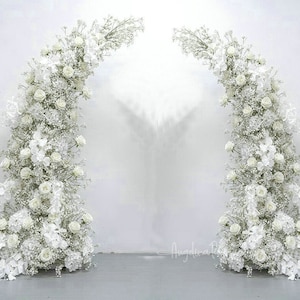 Babys breath Wedding Archway White Gypsophila Rose Artificial Floral Row,Party Event backdrop,Arbour Flower Arrrangement