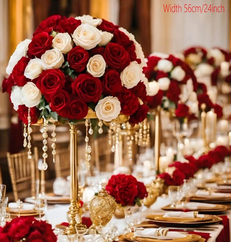 Wine Red Rose Flower Ball Centerpiece: Romantic Wedding Table Decor - Etsy