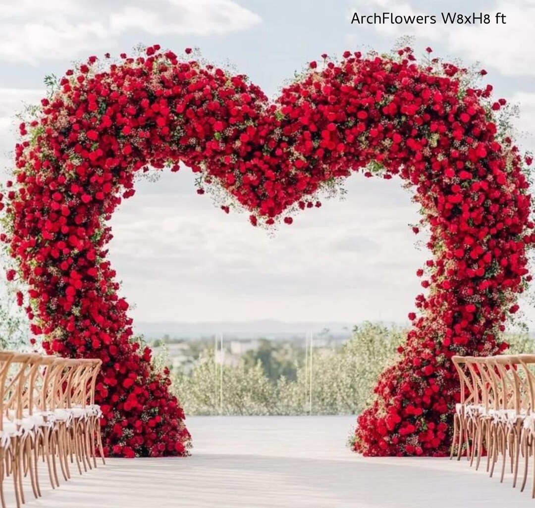 Red Rose Flower Arch Set - Wedding Backdrop, Outdoor Event Decor - Etsy