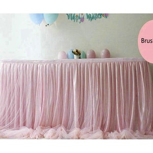 Pink and white tutu table skirt cheap