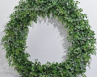 Hot Sale Mixed Green Leaves Flower Row Greenery Eucalyptus Wedding Archway Flower Round Corner Swag, Wedding Backdrop,Arbour Gazebo Flowers