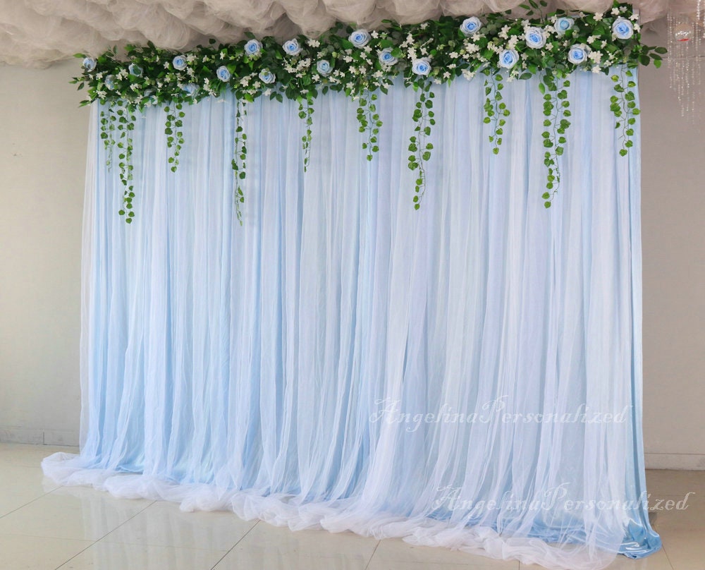 White Tulle Backdrop Sets Come with Big Flower Vine and String Etsy