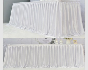 White Tutu Table Skirt Table ice silk Cloth for Rectangle Round Table Tutu for Newborn Baby Shower Wedding Party Decor,Table Fluffy Skirting