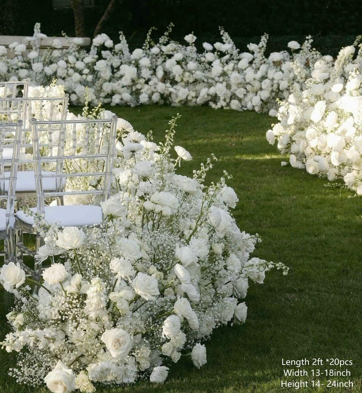 Luxury Wedding head table flowers Floor background florals Baby Breath White Rose ground arch arrangement Arch flowers Wedding Aisle Flowers
