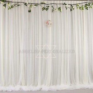 Custom Size Chiffon Backdrop for Bridal Shower Photography Ivory Tulle Backdrops Curtains,Wedding Newborn Baby Shower Party Background