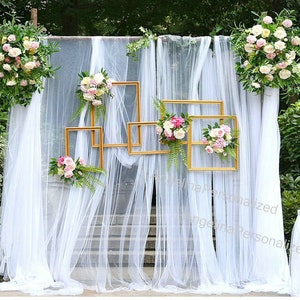 Bridal Shower Photography Backdrops White Tulle Chiffon Wedding Backdrop Curtains,Newborn Baby Shower Party Background Wedding Decor