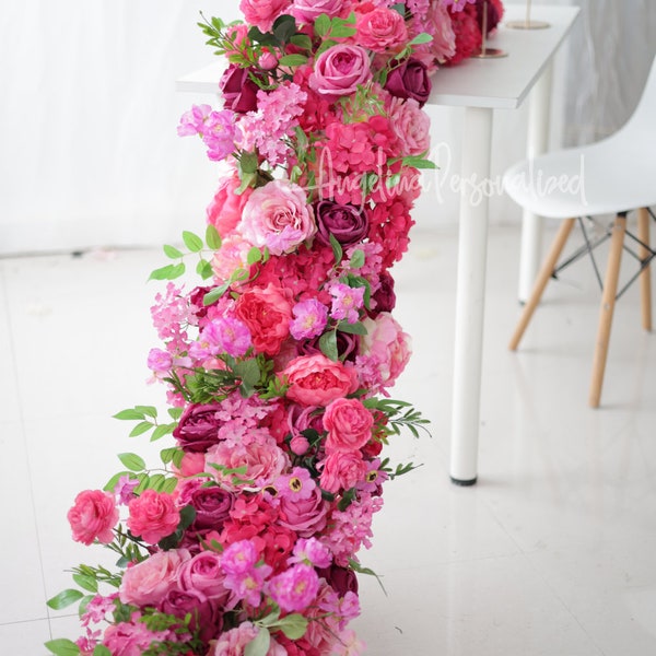 Hot Pink Garland, Fuchsia Pink Garland, Pink silk flower garland, Artificial pink garland, Hot pink swag, Fuchsia Swag, Fuchsia Wedding