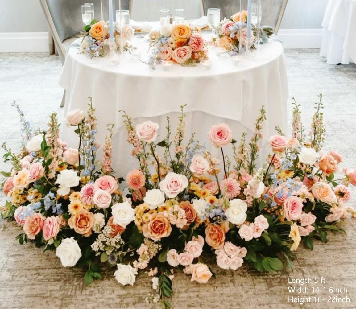 Terracotta Rose Wedding Aisle Flowers: Fall Wildflower Ground Arch