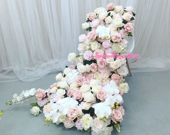 Cream Phalaenopsis Flower Garland Wedding Arch Flower,Table Flower Runner,Wedding Centerpiece Flower Row Wedding Aisle Flower Runner,