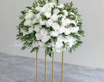 Wedding Flower Ball Centerpiece: Silk Rose & Hydrangea Table Decor