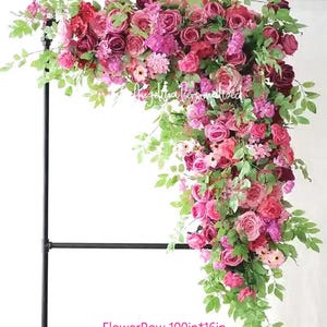 Wedding corner arch bridal flower Hot Pink flower swag garland in magenta Rose flower Wedding archway Salmon Arch Flower