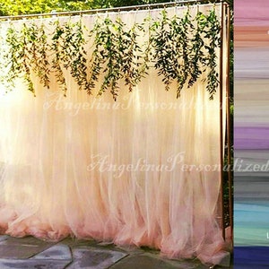 Champagne Tulle Fabric Backdrops Bridal Shower Photography Tulle Wedding Backdrop for Receptions, Party Ceremony Background Curtain Pannel