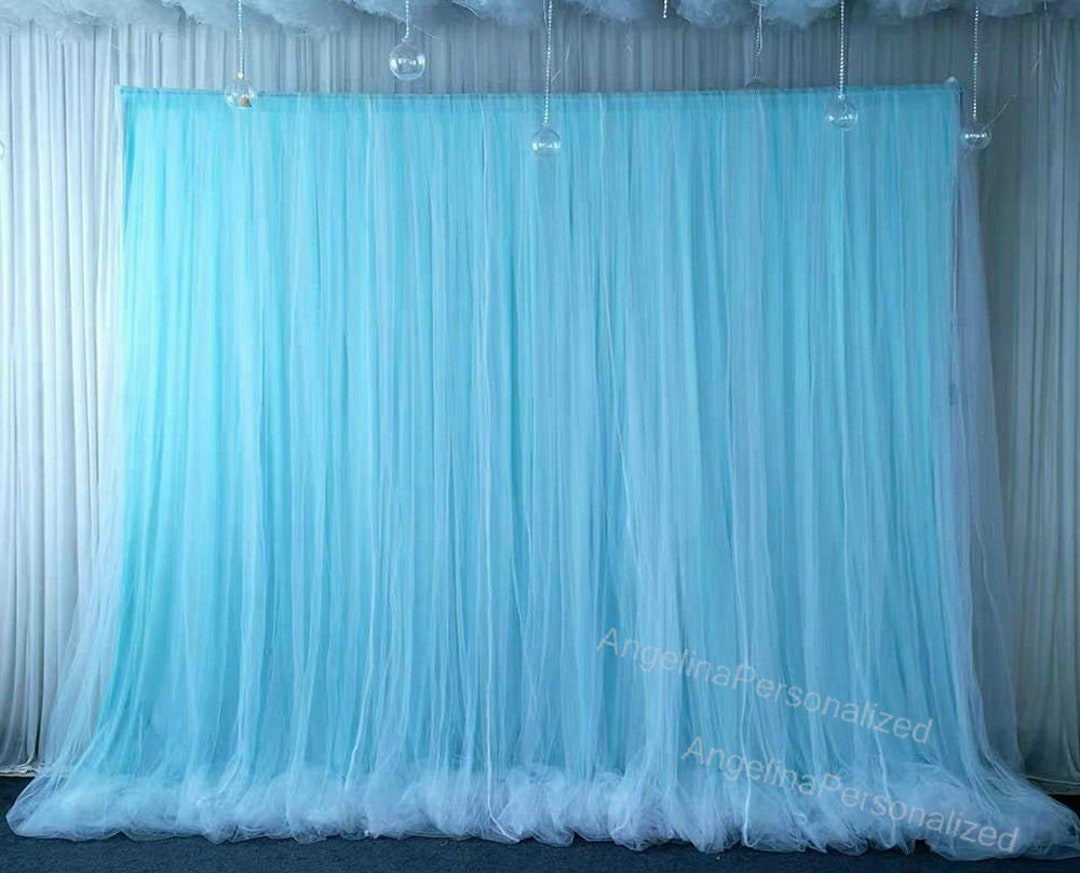 Custom Size Baby Blue Chiffon Backdrop for Bridal Shower Photography