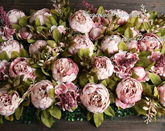 Blush Peony Flower Panels Artificial Green Plant Princess Peony Beauty Salon Wall Decor Flower Wall Backdro Tiktok online celebrity photo