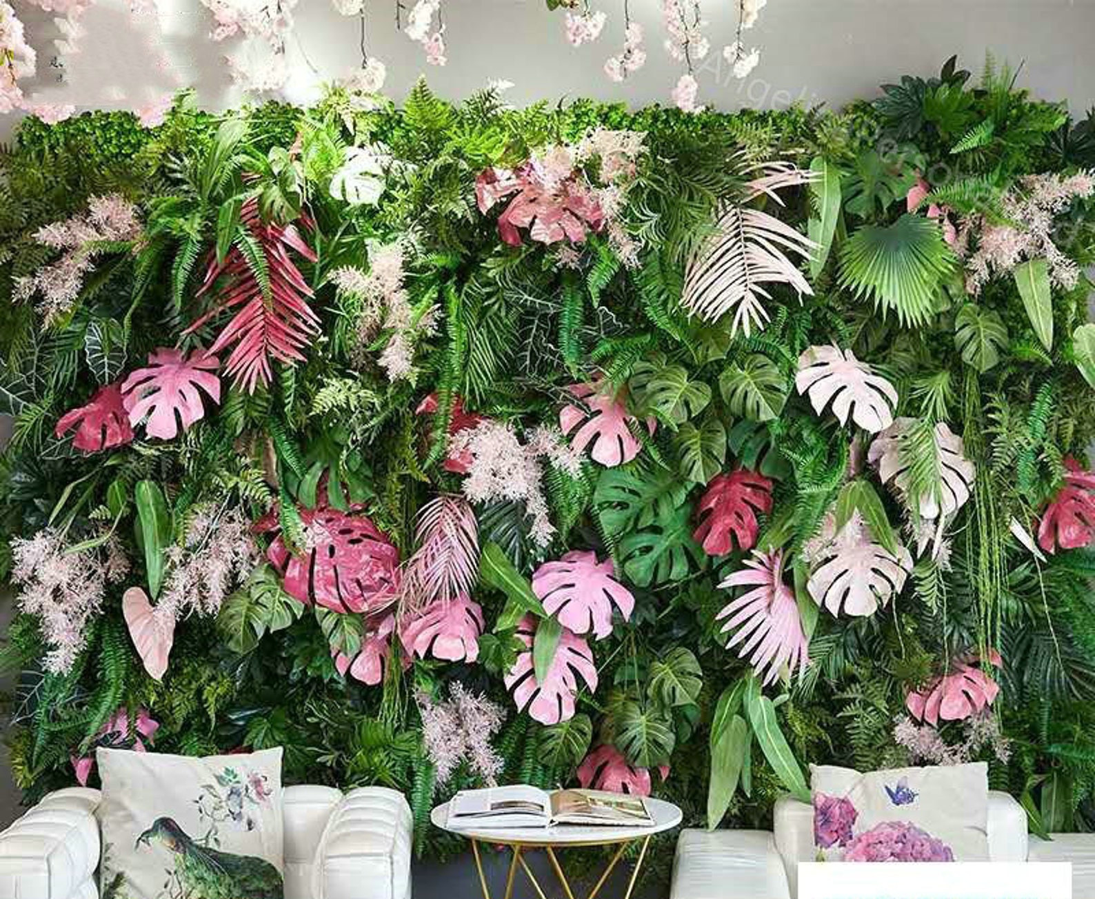 Tropical Artificial Fake Green Plants Grass Backdrop Flowers Etsy UK