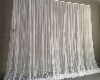 White Clear/sheer Tulle Fabric Backdrops curtains Bridal Shower Photography Tulle Wedding Backdrop for Receptions Background Curtain Pannel