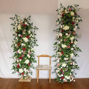 Wedding Aisle Flowers Champagne & Pale Pink Beige Terracotta Corner Swag, Fall Flowers Arch, Fall Flowers Garland, Real touch Faux Flowers Flower style 7