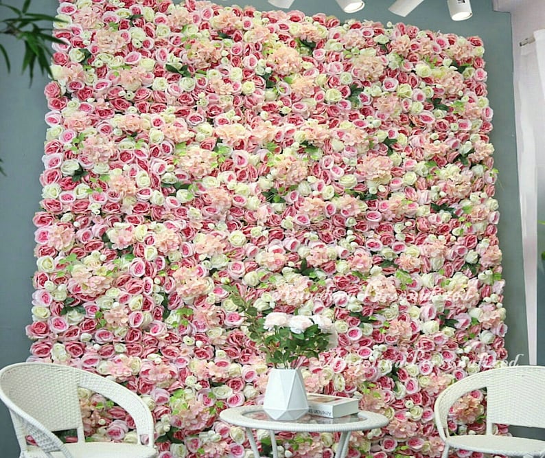 Rosy Blush Rose Flower Panels Artificial Green Plant Beauty Etsy