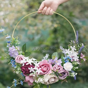 大きなサイズの花のフープ ゴールド 鉄 金属リング リース ガーランド ウェディング デコレーション ベビーシャワー 花のリース 花嫁の花 ドリームキャッチャー フープ デコレーション