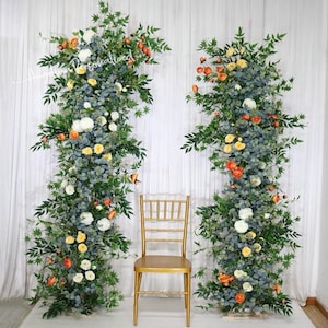 Wedding Aisle Flowers Champagne & Pale Pink Beige Terracotta Corner Swag, Fall Flowers Arch, Fall Flowers Garland, Real touch Faux Flowers Flower style 6