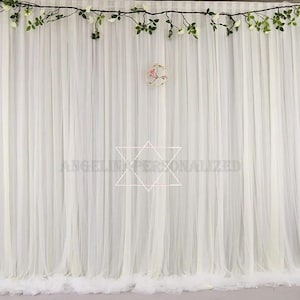 Wedding Newborn Baby Shower Party Background Custom Size Chiffon Backdrop for Bridal Shower Photography Ivory Tulle Backdrops sheer curtain