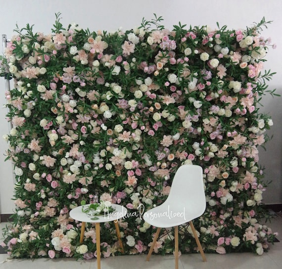 3D Artificial Flower Wall Panel: Pink, Ivory & White Wedding